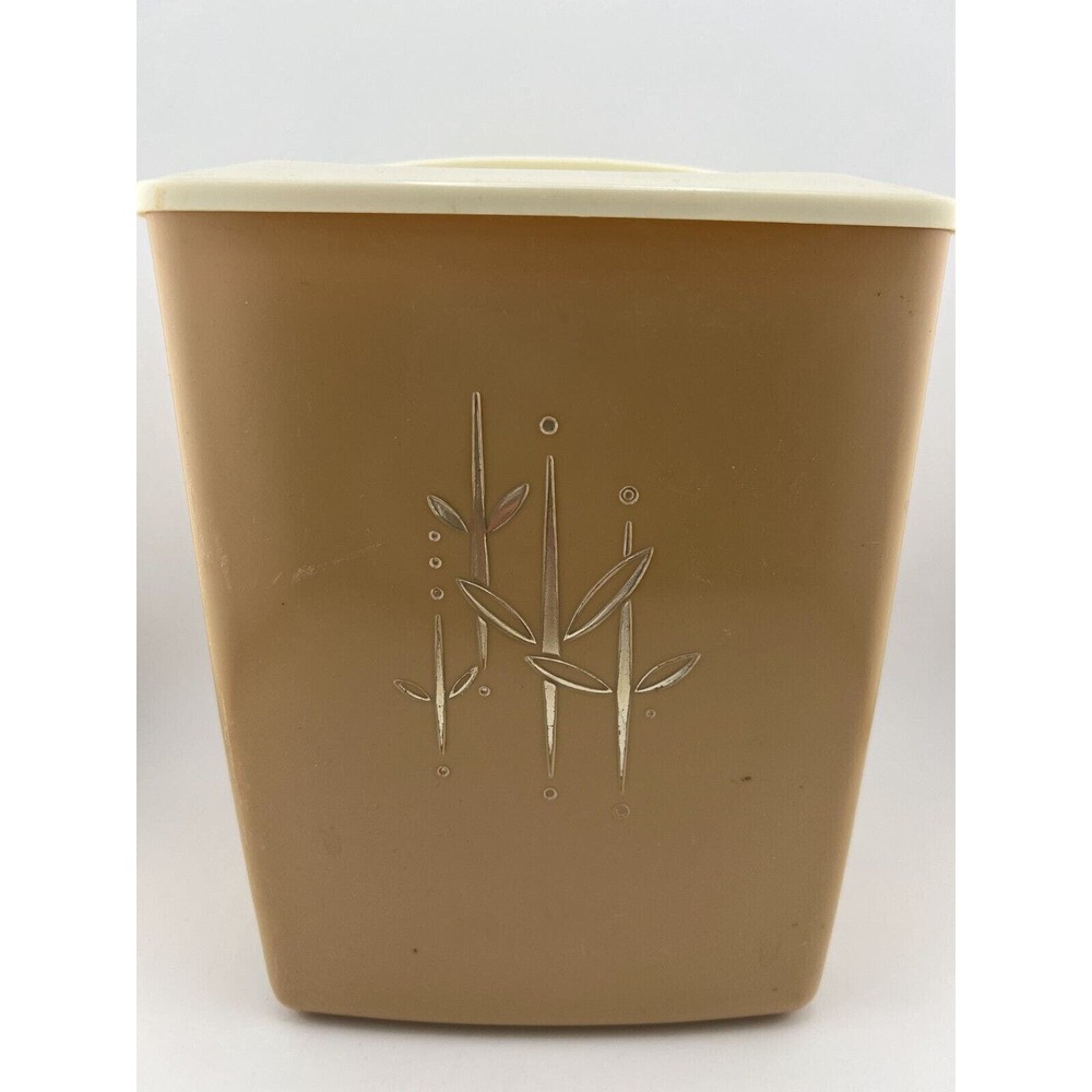 Vintage Tan Plastic Collectable Kitchen Stackable Storage‎ Canisters - Set of 4